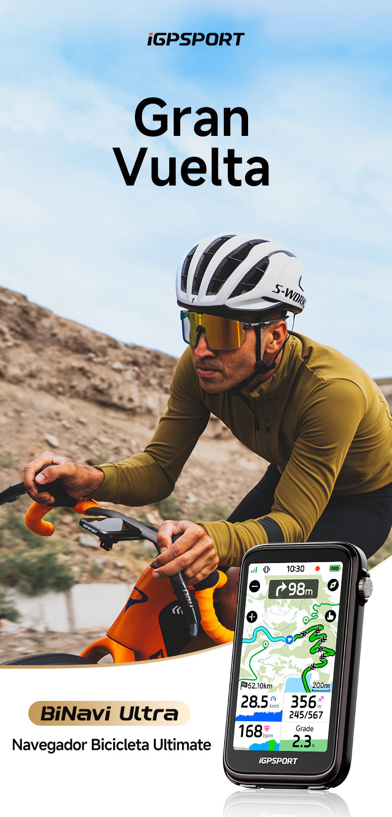 iGPSPORT BiNavi Ultra — imagen oficial en uso