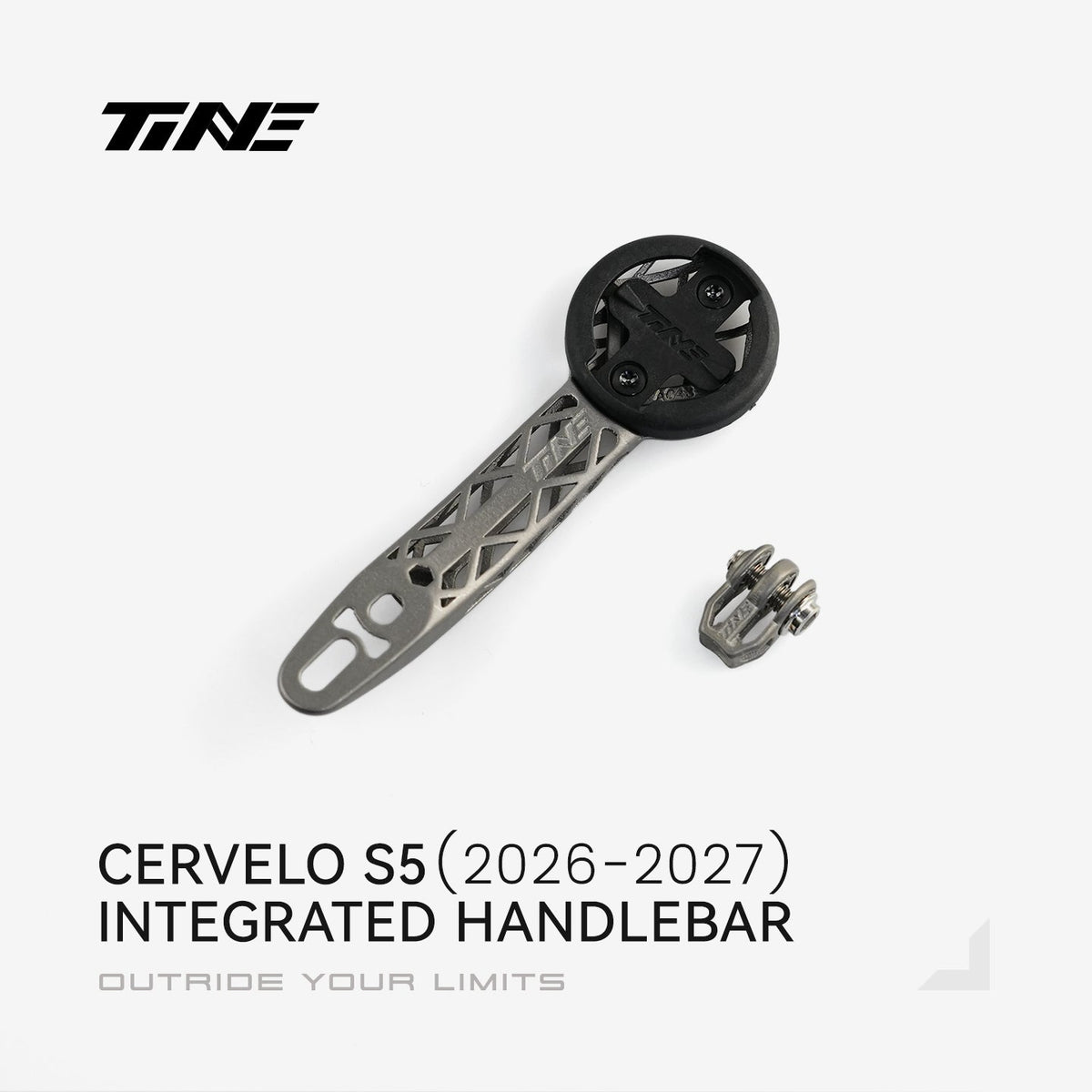 TiNE soporte de ciclocomputador de titanio para el manillar integrado Cervélo S5 (2026–2027)