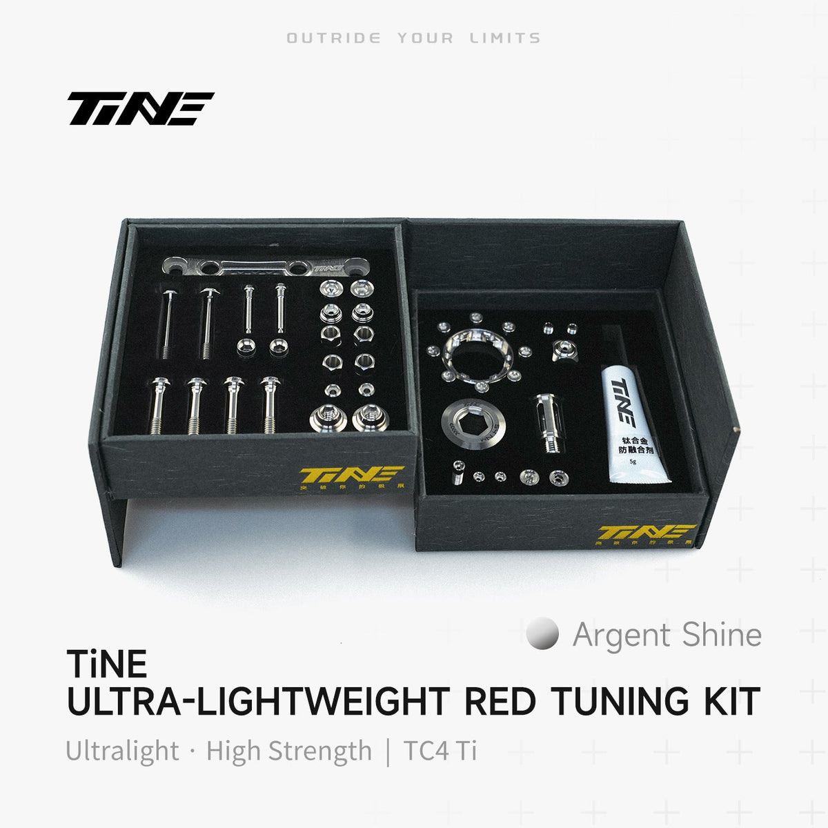 TiNE Kit de Tornillería de Titanio SRAM Red en acabado Argent Shine (plata)
