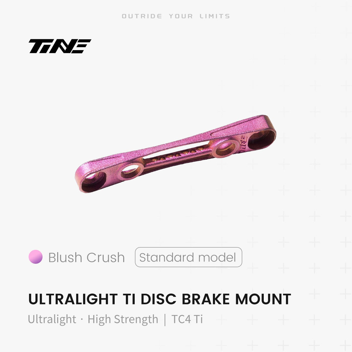 TiNE Adaptador de Freno de Disco Flat Mount de Titanio versión universal en acabado Blush Crush (rosa fucsia)