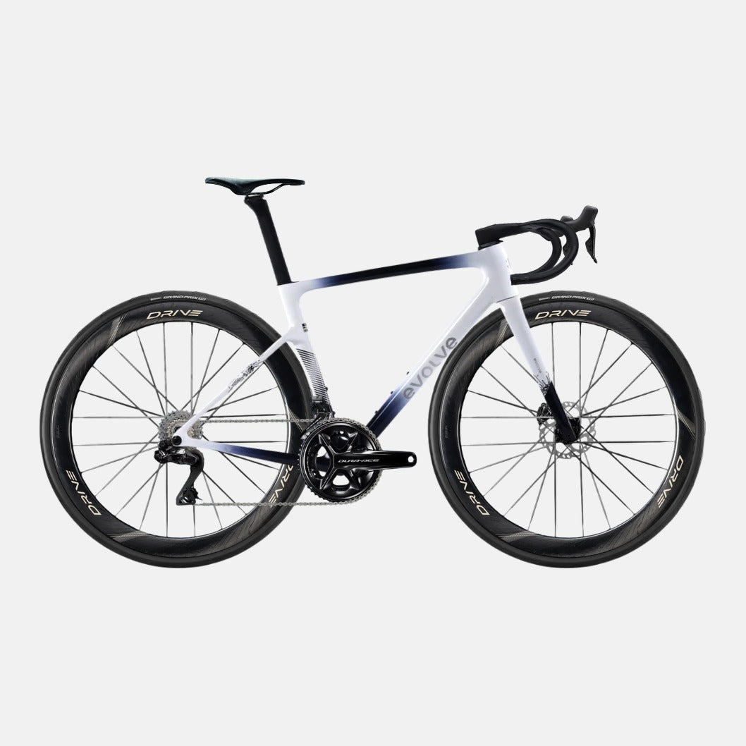 Evolve Artista Cima Dura-Ace Di2 Navy White bike, side view
