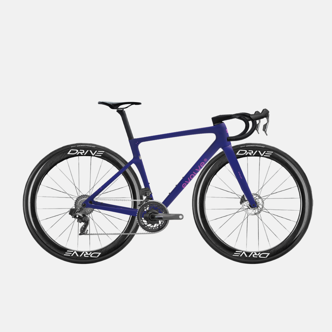 Vélo Evolve Artista Cima Force AXS Speed - Adrift, vue latérale avec grand logo