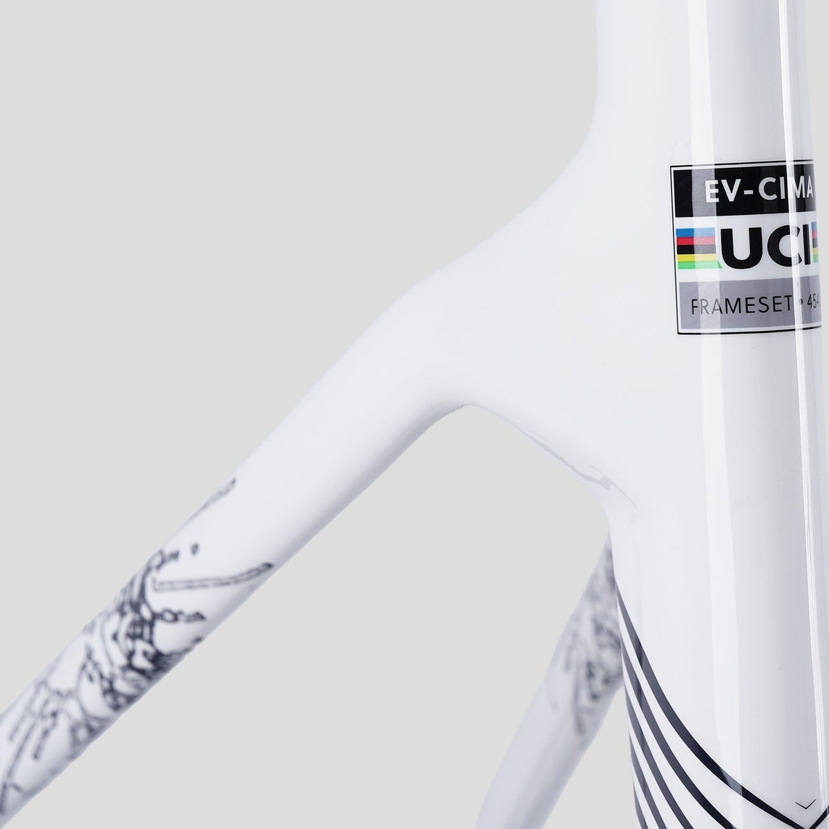 Bicicleta Evolve Artista Cima Red AXS Navy White, cuadro, detalle de la pintura
