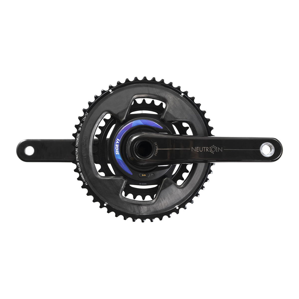 Platos Neutron de Carbono version standard, montée sur pédalier avec plateaux