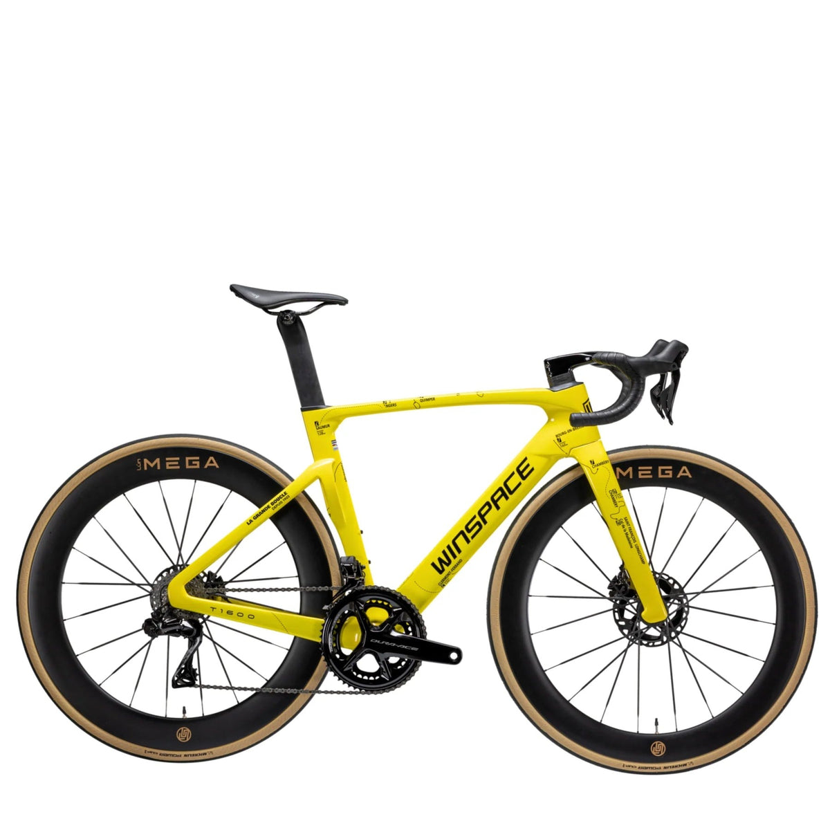 Winspace T1600 105 Di2 Yellow bike, side view
