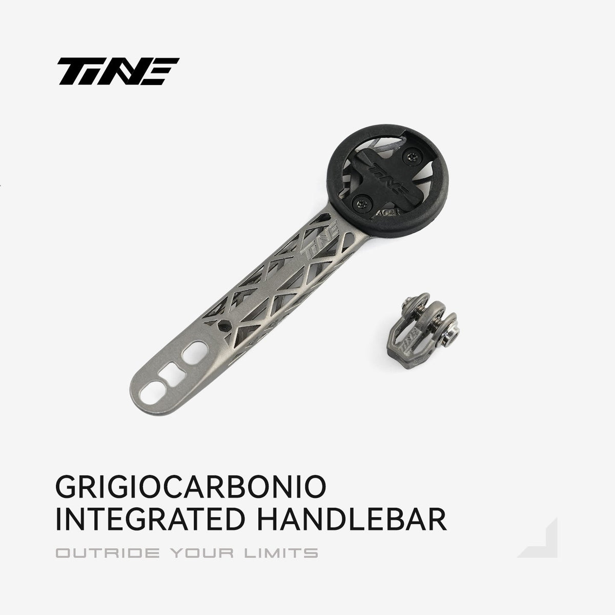 TiNE soporte de ciclocomputador de titanio para el manillar integrado Grigiocarbonio