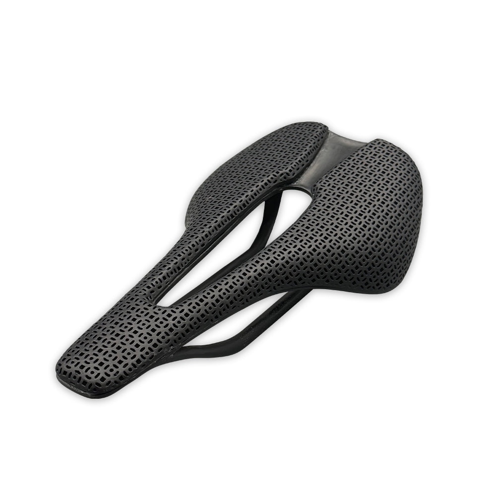 Sillín IMTOS Ultralight Carbon con superficie impresa en 3D, vista en perspectiva