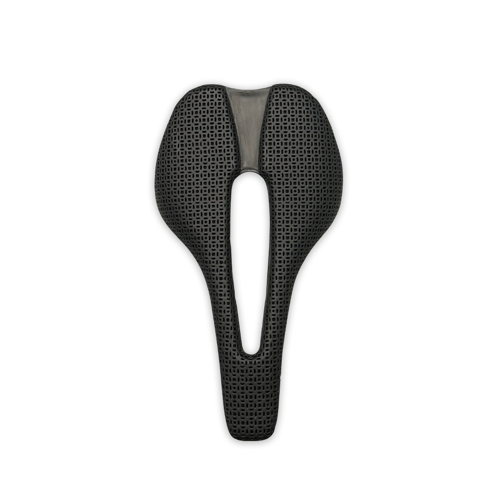 Sillín IMTOS Ultralight Carbon, vista superior de la malla reticular y el canal central