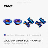 TiNE Tapas y Tornillos de Biela de Titanio Look SRM en acabado Rosy Azure (azul): dos tapas SRM y dos tornillos Look