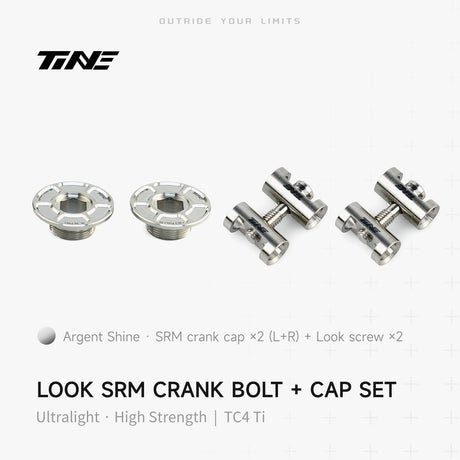 TiNE Tapas y Tornillos de Biela de Titanio Look SRM en acabado Argent Shine (plata): dos tapas SRM y dos tornillos Look