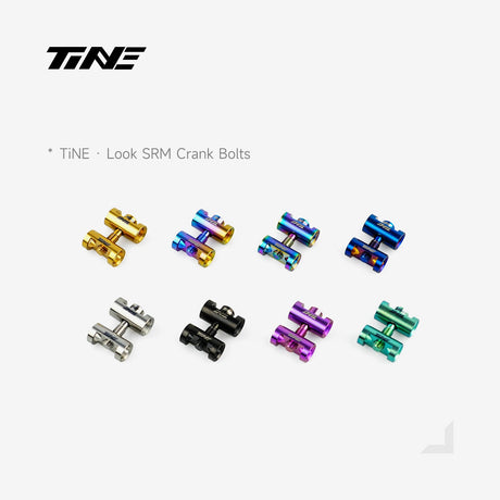 Tornillos de biela Look SRM de titanio TiNE en los ocho acabados