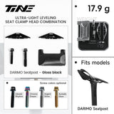 Ficha TiNE del kit de cabezal de tija para Darimo con cunas en negro brillo: piezas, peso de 17,9 g y colores de tornillo