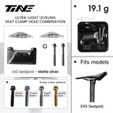 Ficha TiNE del kit de cabezal de tija para EXS con cunas en plata mate: piezas, peso de 19,1 g y colores de tornillo