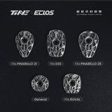 Versiones del TiNE Eclos Top Cap de Titanio: Pinarello (2021), EXS, Pinarello (2025), Universal y Specialized Roval