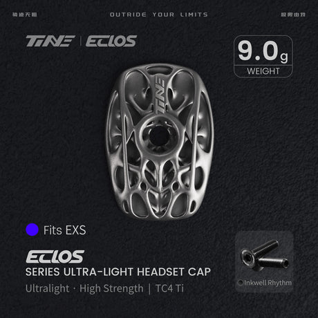 TiNE Eclos Top Cap de Titanio versión EXS con tornillo Inkwell Rhythm (negro)
