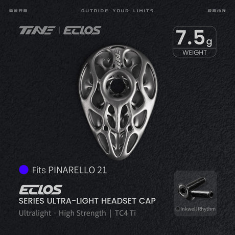 TiNE Eclos Top Cap de Titanio versión Pinarello (2021) con tornillo Inkwell Rhythm (negro)