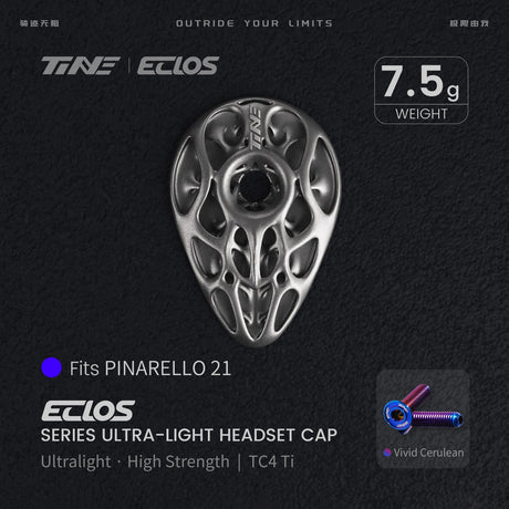 TiNE Eclos Top Cap de Titanio versión Pinarello (2021) con tornillo Rosy Azure (azul)