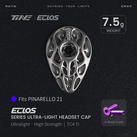 TiNE Eclos Top Cap de Titanio versión Pinarello (2021) con tornillo Blush Crush (rosa fucsia)