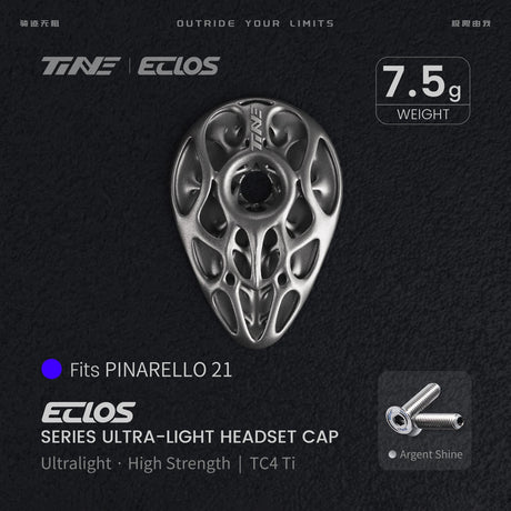 TiNE Eclos Top Cap de Titanio versión Pinarello (2021) con tornillo Argent Shine (plata)