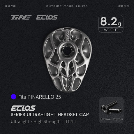 TiNE Eclos Top Cap de Titanio versión Pinarello (2025) con tornillo Inkwell Rhythm (negro)
