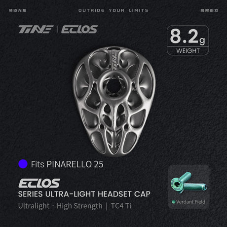 TiNE Eclos Top Cap de Titanio versión Pinarello (2025) con tornillo Verdant Field (verde)
