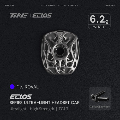 TiNE Eclos Top Cap de Titanio versión Specialized Roval con tornillo Inkwell Rhythm (negro)