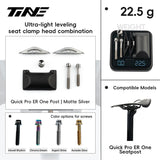 Ficha TiNE del kit de cabezal de tija para Quick Pro ER One con cunas en plata mate: piezas, peso de 22,5 g y colores de tornillo