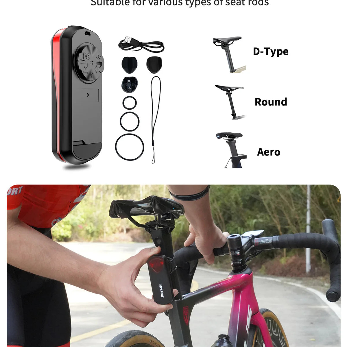 luz radar ajustable a las tijas