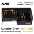 TiNE Kit de Tornillería de Titanio Shimano Di2 en acabado Aureate Glow (dorado), caja abierta con todas las piezas