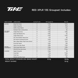 Tabla de piezas y pesos del kit TiNE para SRAM Red XPLR AXS de 1x13v