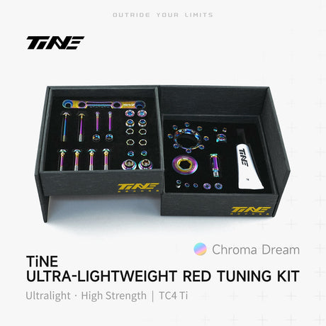 TiNE Kit de Tornillería de Titanio SRAM Red en acabado Chroma Dream (tornasolado)