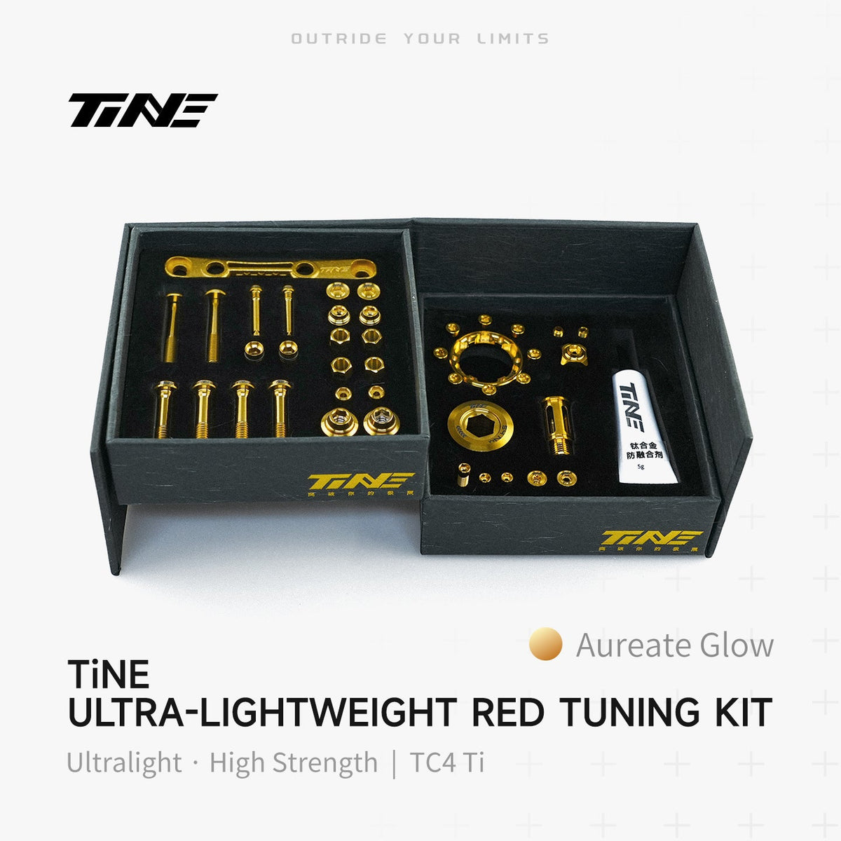 TiNE Kit de Tornillería de Titanio SRAM Red en acabado Aureate Glow (dorado)