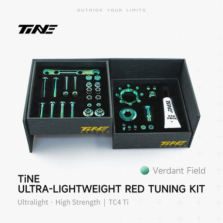 TiNE Kit de Tornillería de Titanio SRAM Red en acabado Verdant Field (verde)