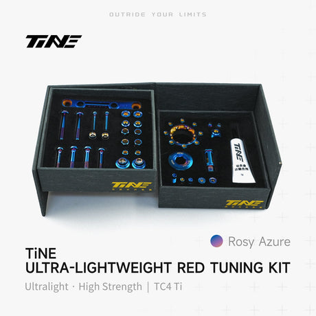 TiNE Kit de Tornillería de Titanio SRAM Red en acabado Rosy Azure (azul)