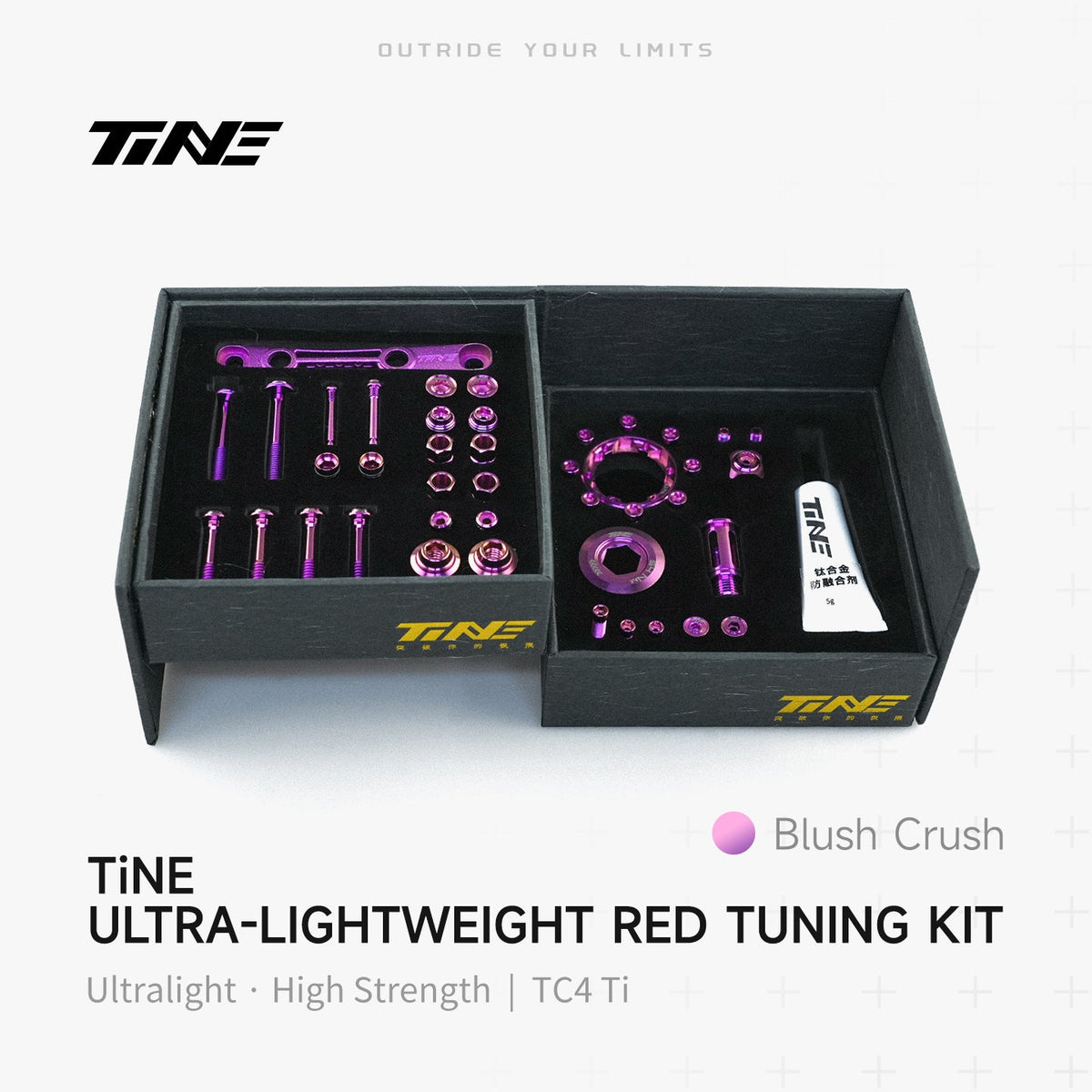 TiNE Kit de Tornillería de Titanio SRAM Red en acabado Blush Crush (rosa fucsia)
