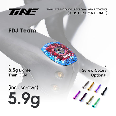 TiNE Top Cap de Carbono FDJ Team Edition (camuflaje azul y rojo) en el cockpit Roval Rapide: 5,9 g con tornillo