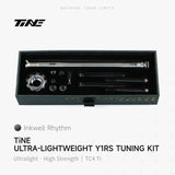 TiNE Tapón de Compresión de Titanio Colnago Y1Rs con tornillería en acabado Inkwell Rhythm (negro) y eje en plata