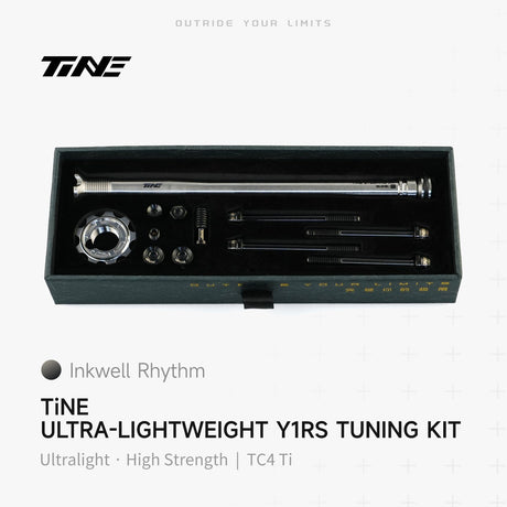 TiNE Tapón de Compresión de Titanio Colnago Y1Rs con tornillería en acabado Inkwell Rhythm (negro) y eje en plata