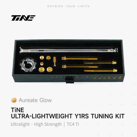 TiNE Tapón de Compresión de Titanio Colnago Y1Rs con tornillería en acabado Aureate Glow (dorado) y eje en plata
