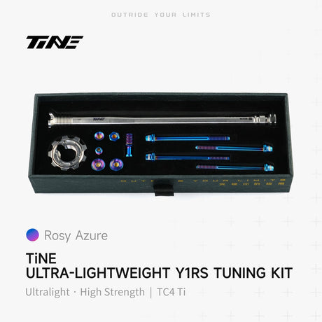 TiNE Tapón de Compresión de Titanio Colnago Y1Rs con tornillería en acabado Rosy Azure (azul) y eje en plata