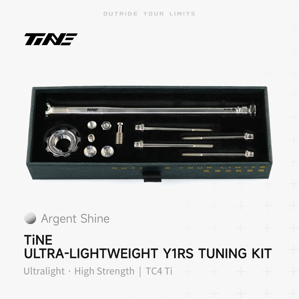 TiNE Tapón de Compresión de Titanio Colnago Y1Rs con tornillería en acabado Argent Shine (plata) y eje en plata
