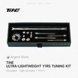 TiNE Tapón de Compresión de Titanio Colnago Y1Rs con tornillería en acabado Argent Shine (plata) y eje en plata