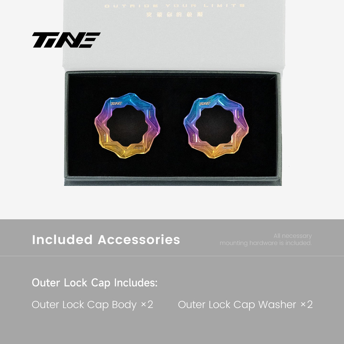Estuche con dos TiNE Tapas Center Lock Exteriores de Titanio