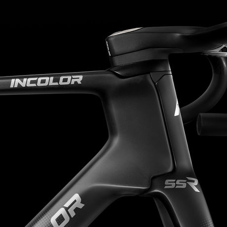 Cuadro Incolor SSR Noir, detalle del tubo de dirección