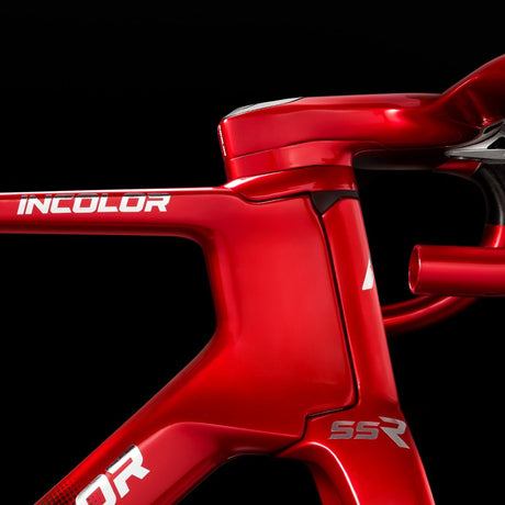 Cuadro Incolor SSR Scarlet, detalle del tubo de dirección