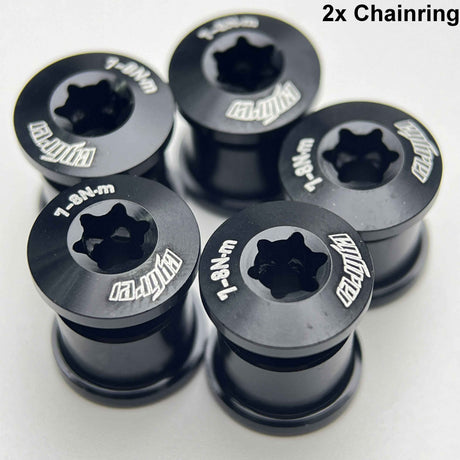 Cybrei Tornillos para Platos negro, montado en la bicicleta