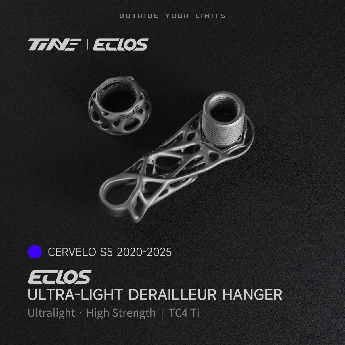 TiNE Eclos Patilla de Cambio de Titanio, versión Cervélo S5 2020-2025