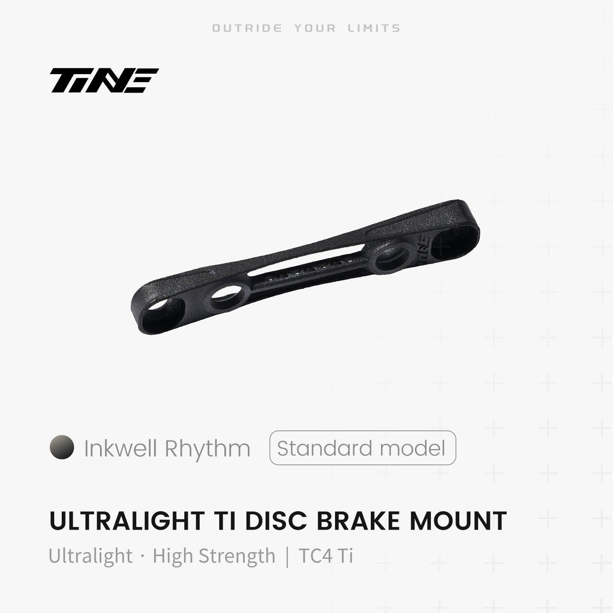 TiNE Adaptador de Freno de Disco Flat Mount de Titanio versión universal en acabado Inkwell Rhythm (negro)