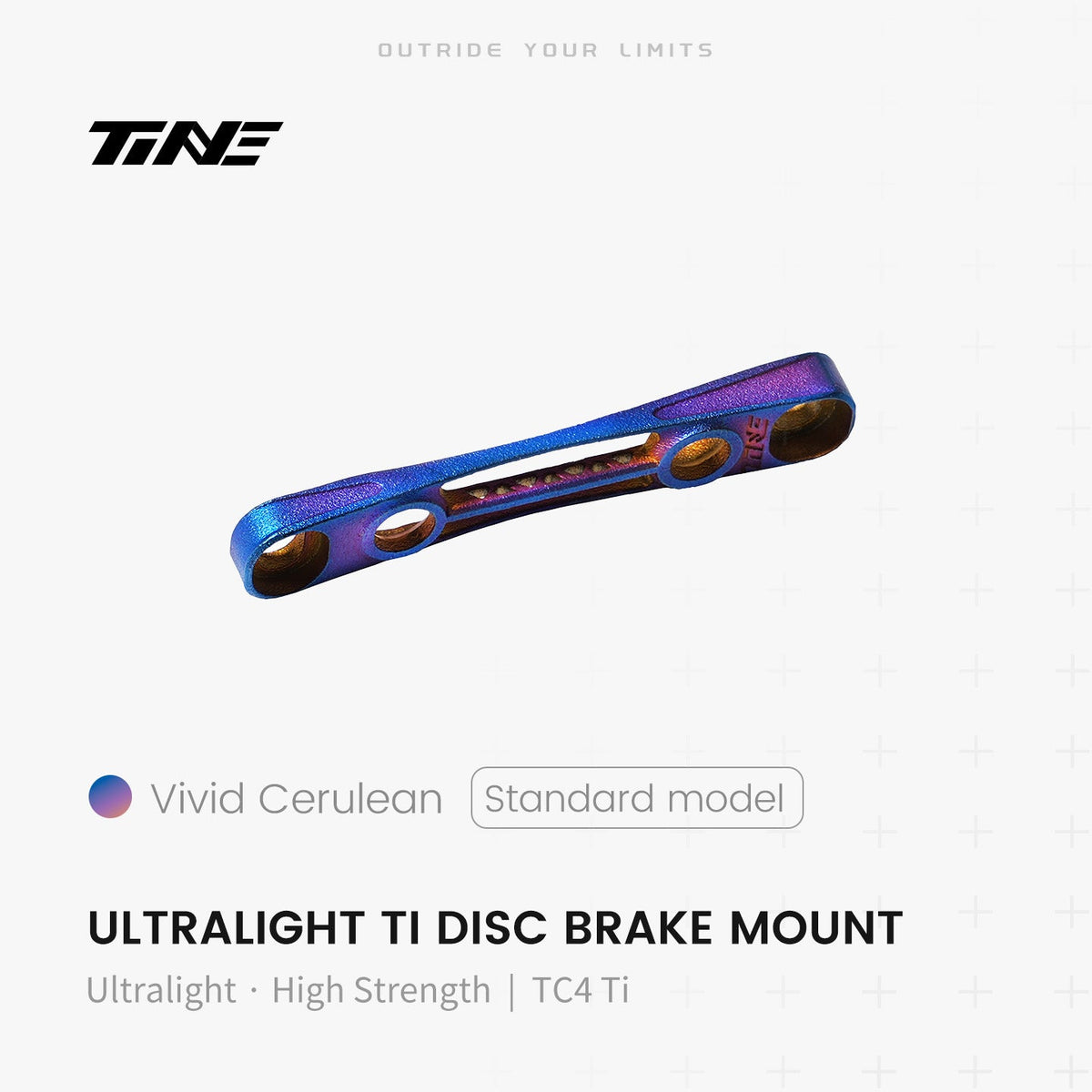 TiNE Adaptador de Freno de Disco Flat Mount de Titanio versión universal en acabado Rosy Azure (azul)