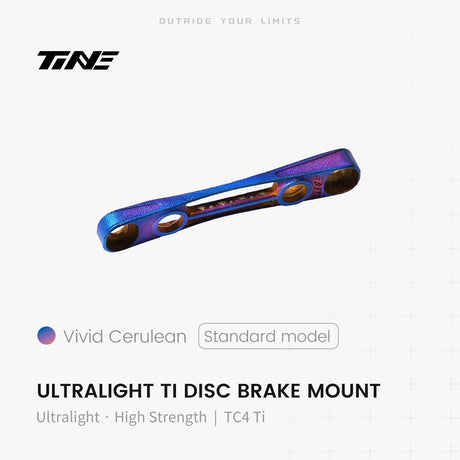 TiNE Adaptador de Freno de Disco Flat Mount de Titanio versión universal en acabado Rosy Azure (azul)